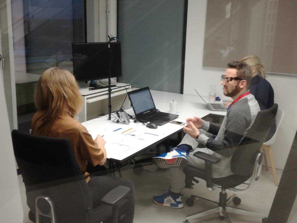 The UX Lab consists of two interconnected rooms in the GDF office. A smaller room for testing of anonymous participants and a larger room for observation.